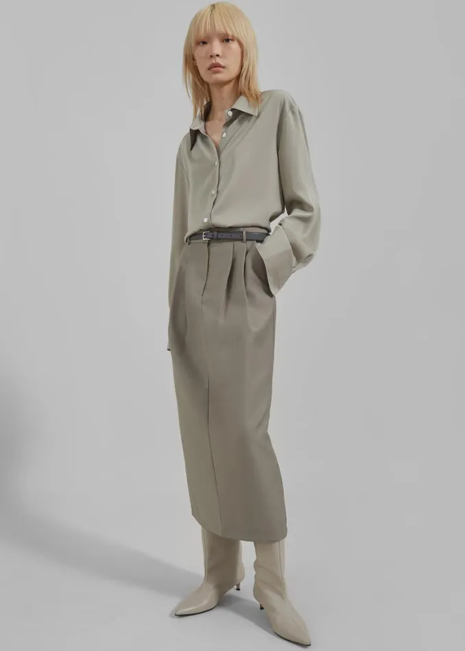 Women Daylin Button Up Shirt 8211 Khaki The Frankie Shop Tops