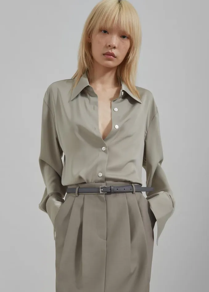 Women Daylin Button Up Shirt 8211 Khaki The Frankie Shop Tops