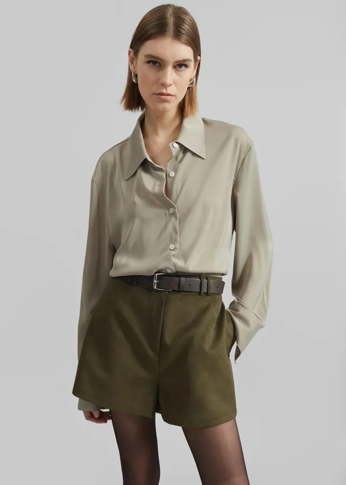 Women Daylin Button Up Shirt 8211 Khaki The Frankie Shop Tops