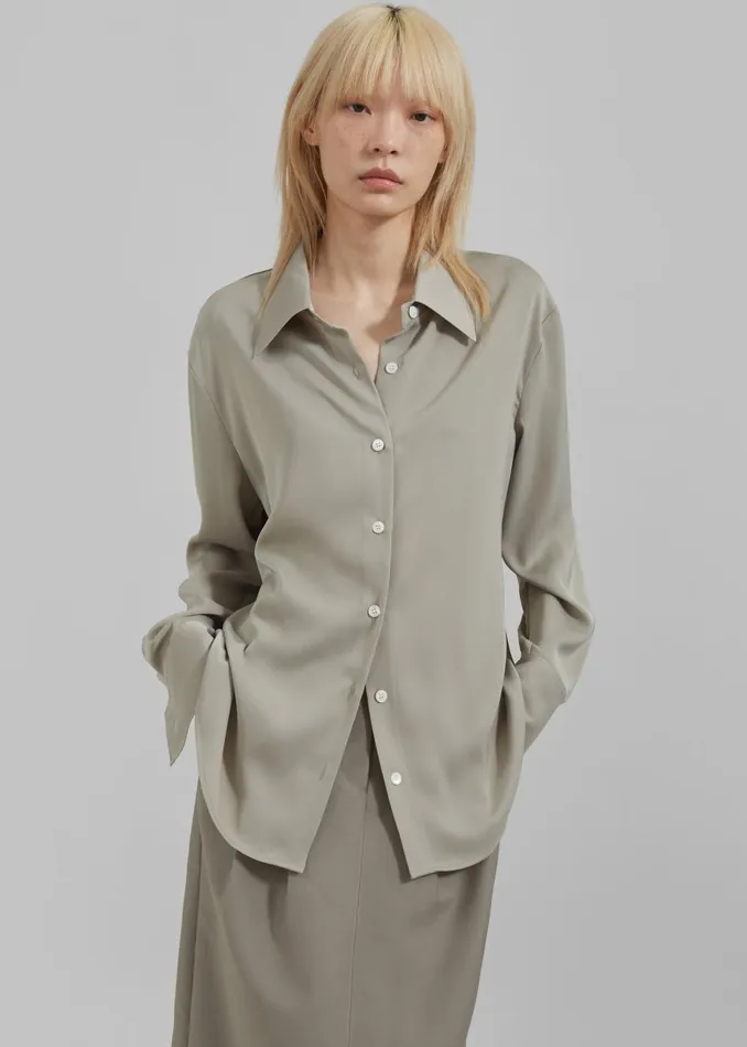 Women Daylin Button Up Shirt 8211 Khaki The Frankie Shop Tops