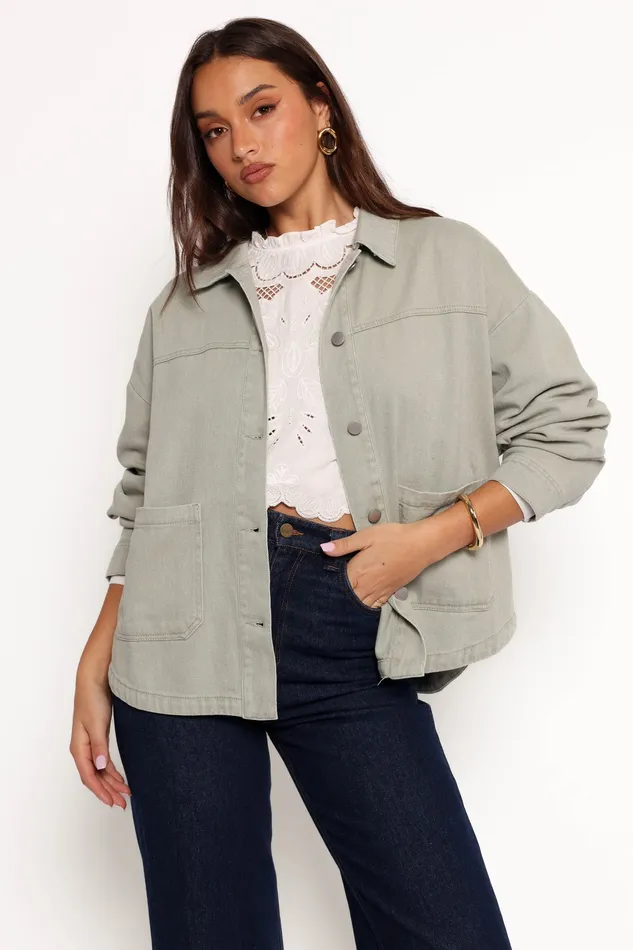 Women Delana Denim Jacket 8211 Green Green Jackets and Coats petalandpup