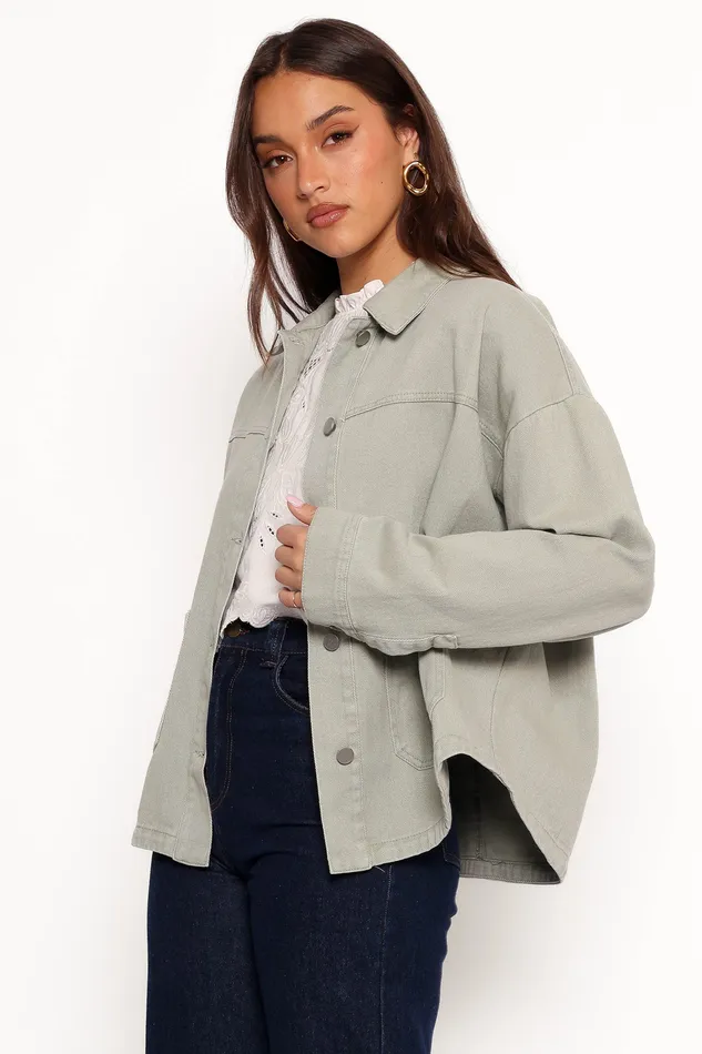 Women Delana Denim Jacket 8211 Green Green Jackets and Coats petalandpup