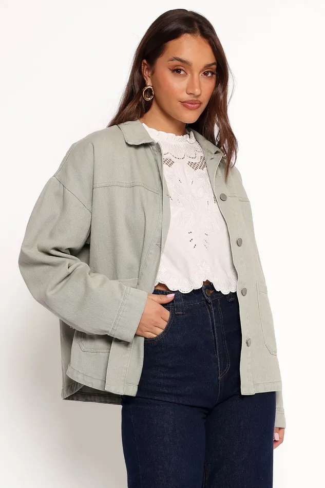 Women Delana Denim Jacket 8211 Green Green Jackets and Coats petalandpup