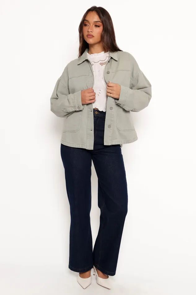 Women Delana Denim Jacket 8211 Green Green Jackets and Coats petalandpup