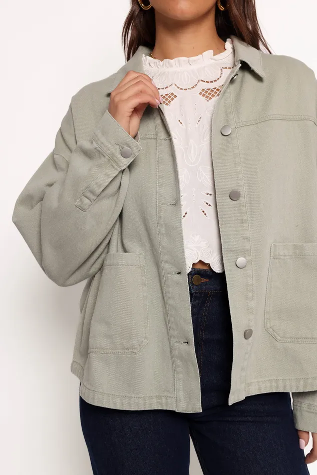 Women Delana Denim Jacket 8211 Green Green Jackets and Coats petalandpup