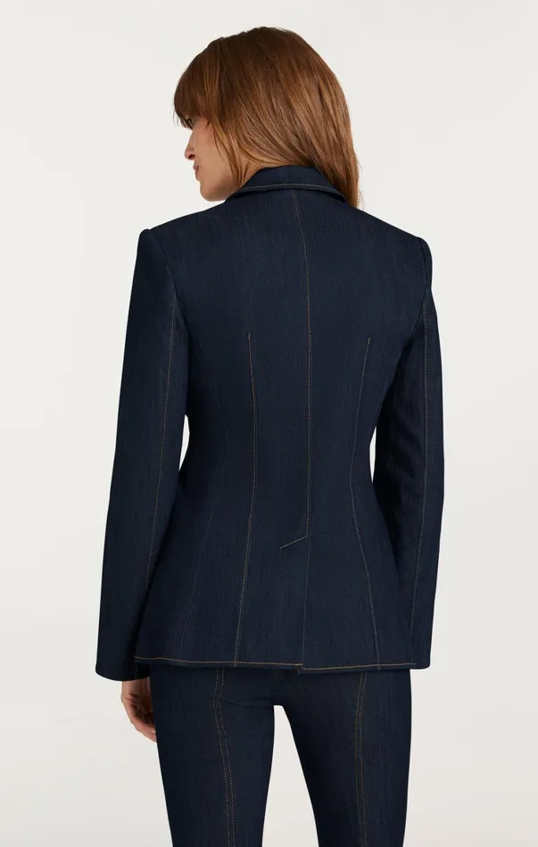 Women Denim Cinq Sept Crystal Denim Bow Cheyenne Blazer Indigo
