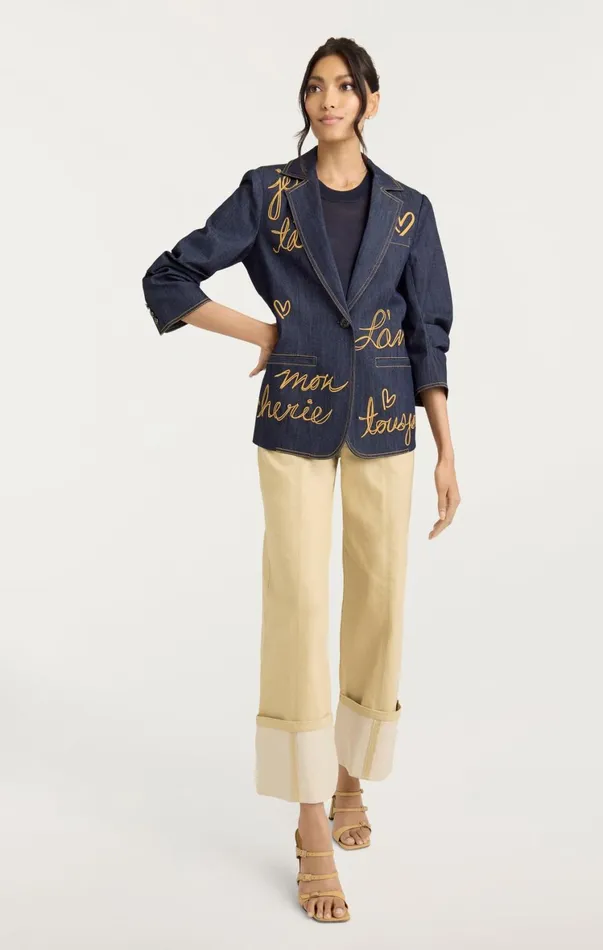 Women Denim Cinq Sept Denim Lamour Khloe Blazer Indigo