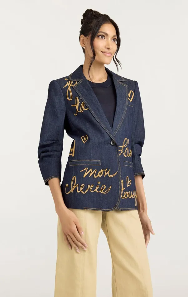 Women Denim Cinq Sept Denim Lamour Khloe Blazer Indigo