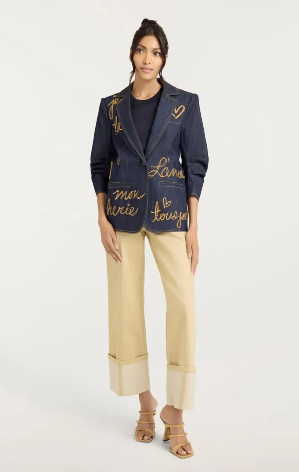 Women Denim Cinq Sept Denim Lamour Khloe Blazer Indigo