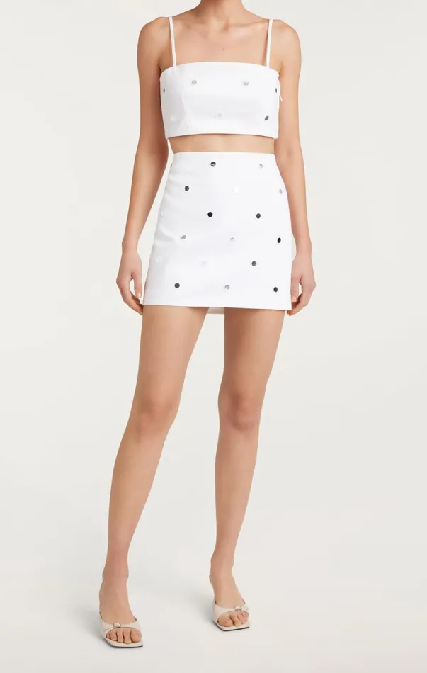 Women Denim Cinq Sept Mirror Denim Doris Skirt Whitewhite