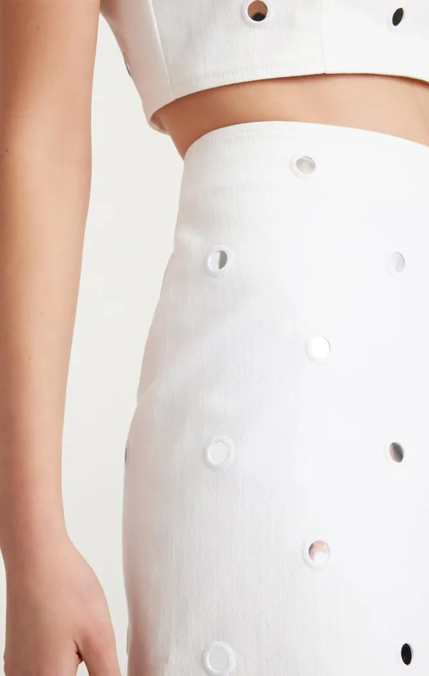 Women Denim Cinq Sept Mirror Denim Doris Skirt Whitewhite