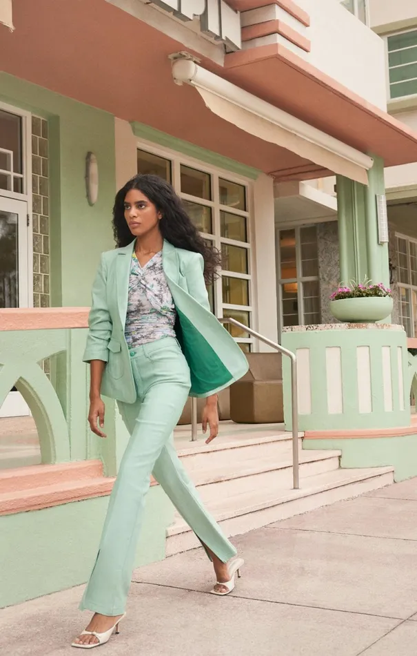 Women Denim Cinq Sept Shanis Pant Light Marine Green