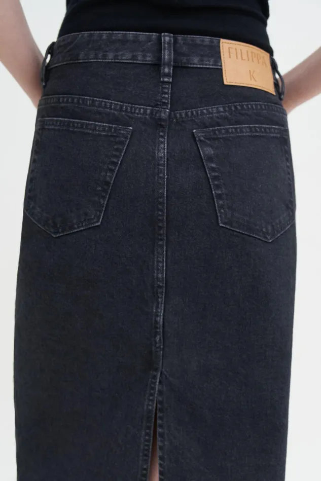 Women Denim Midi Skirt Charcoal Black Filippa K Jeans