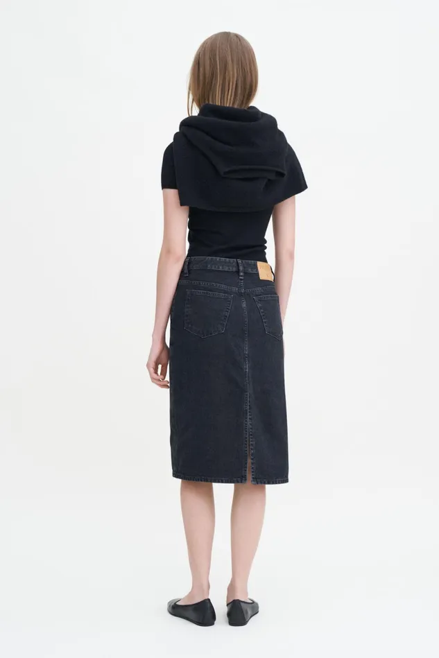 Women Denim Midi Skirt Charcoal Black Filippa K Jeans