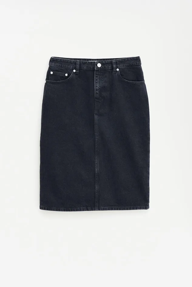 Women Denim Midi Skirt Charcoal Black Filippa K Jeans