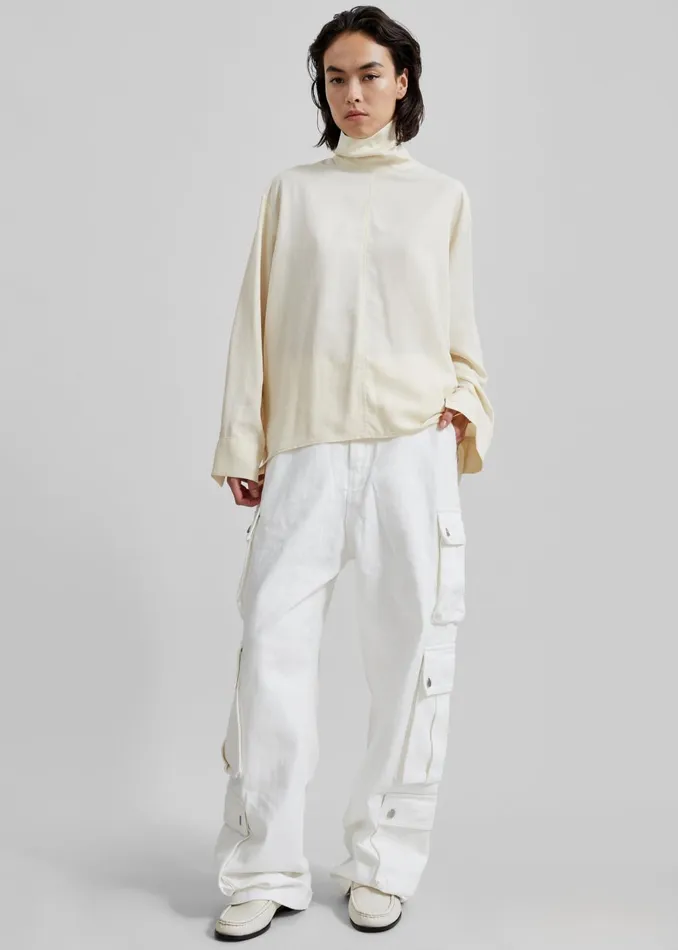 Women Dion Asymmetric Blouse 8211 Beige The Frankie Shop Tops