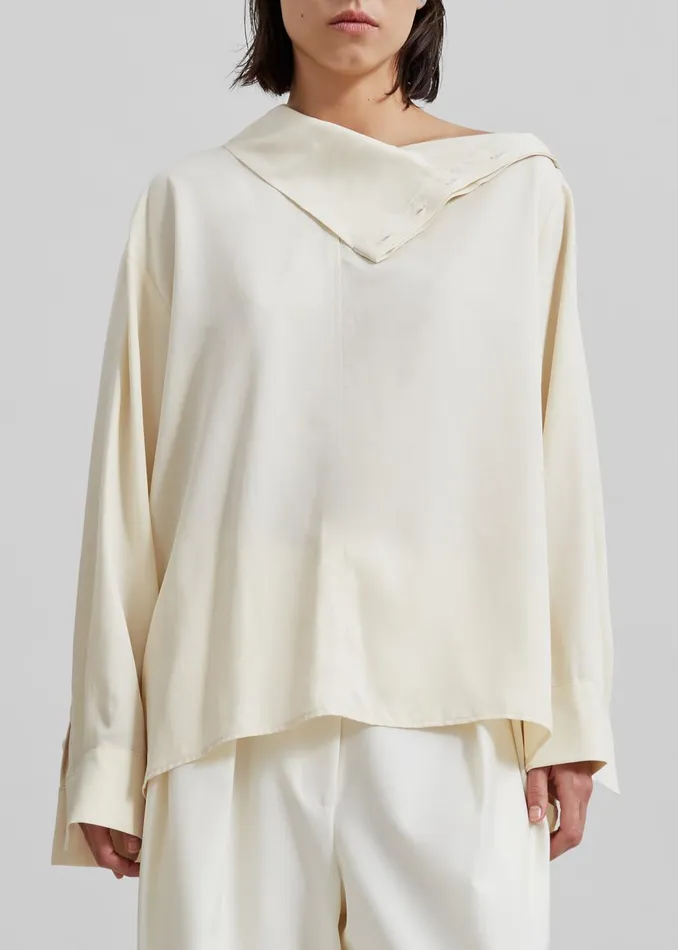 Women Dion Asymmetric Blouse 8211 Beige The Frankie Shop Tops