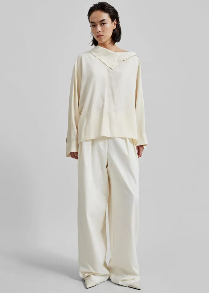 Women Dion Asymmetric Blouse 8211 Beige The Frankie Shop Tops