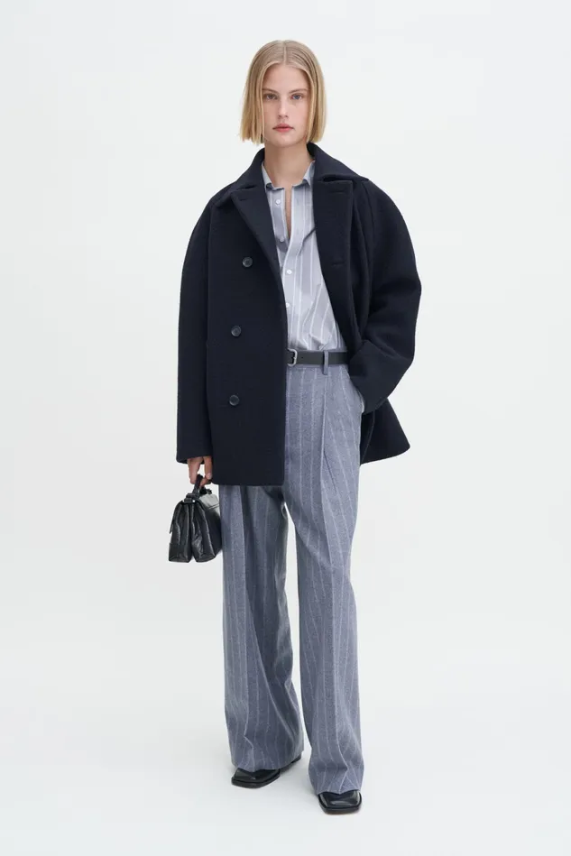 Women Double Breasted Boiled Wool Jacket Navy Filippa K Outerwear