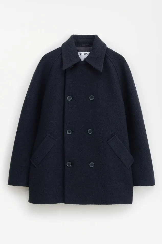 Women Double Breasted Boiled Wool Jacket Navy Filippa K Outerwear
