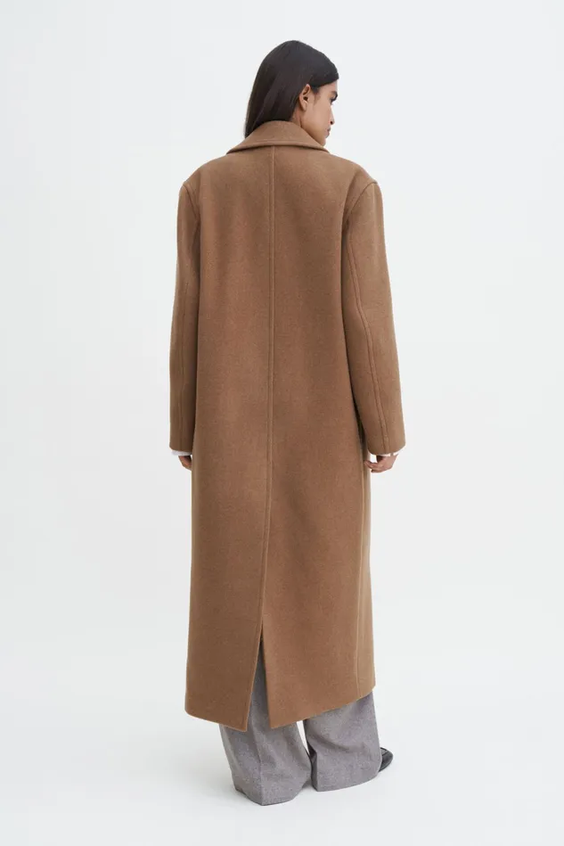 Women Double Breasted Brushed Wool Coat Light Brown Filippa K Outerwear