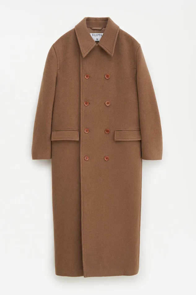 Women Double Breasted Brushed Wool Coat Light Brown Filippa K Outerwear