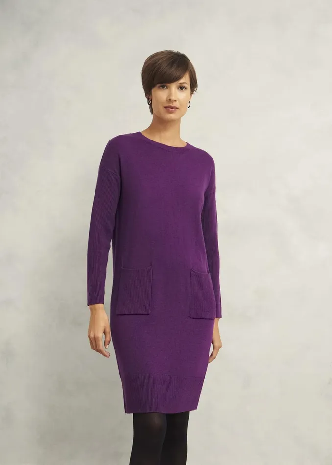 Women Dresses and Jumpsuits Hobbs Devora Knitted Dress With Cashmere Vibrant Purple