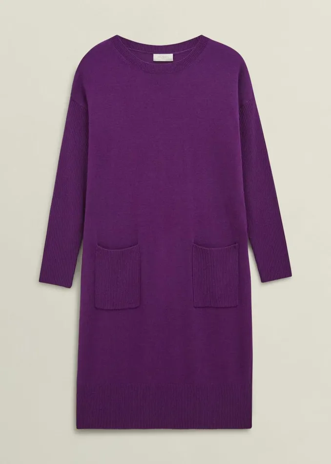 Women Dresses and Jumpsuits Hobbs Devora Knitted Dress With Cashmere Vibrant Purple