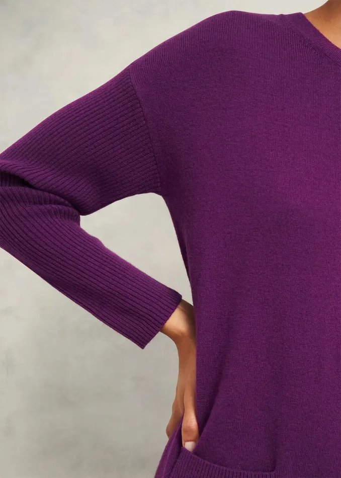 Women Dresses and Jumpsuits Hobbs Devora Knitted Dress With Cashmere Vibrant Purple