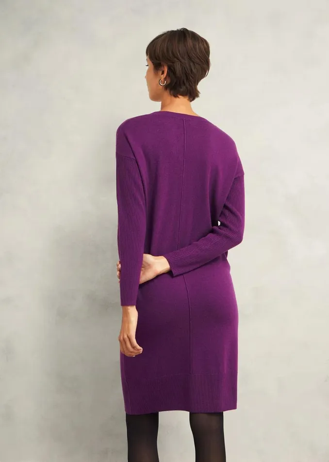 Women Dresses and Jumpsuits Hobbs Devora Knitted Dress With Cashmere Vibrant Purple
