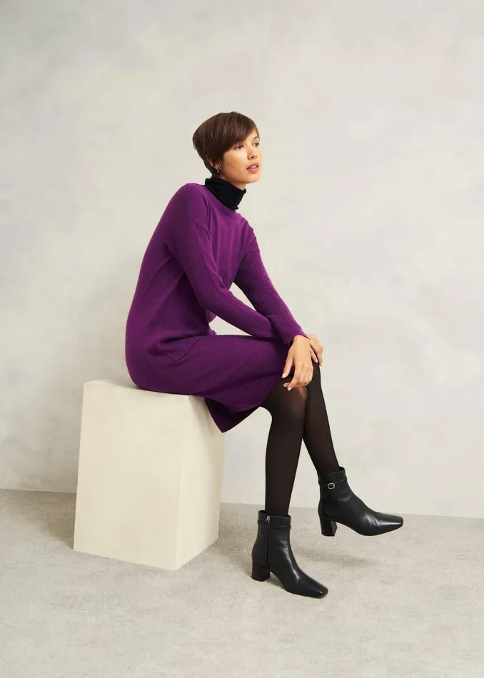 Women Dresses and Jumpsuits Hobbs Devora Knitted Dress With Cashmere Vibrant Purple