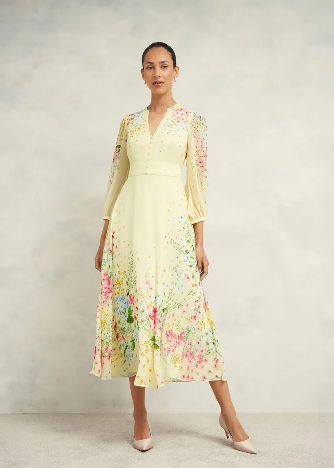 Women Dresses and Jumpsuits Hobbs Emma Silk Dress Yellow Multi