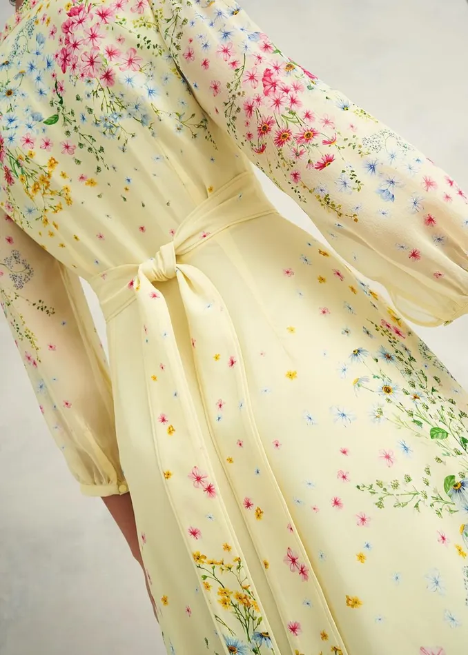 Women Dresses and Jumpsuits Hobbs Emma Silk Dress Yellow Multi