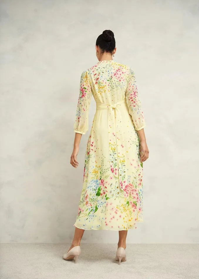 Women Dresses and Jumpsuits Hobbs Emma Silk Dress Yellow Multi