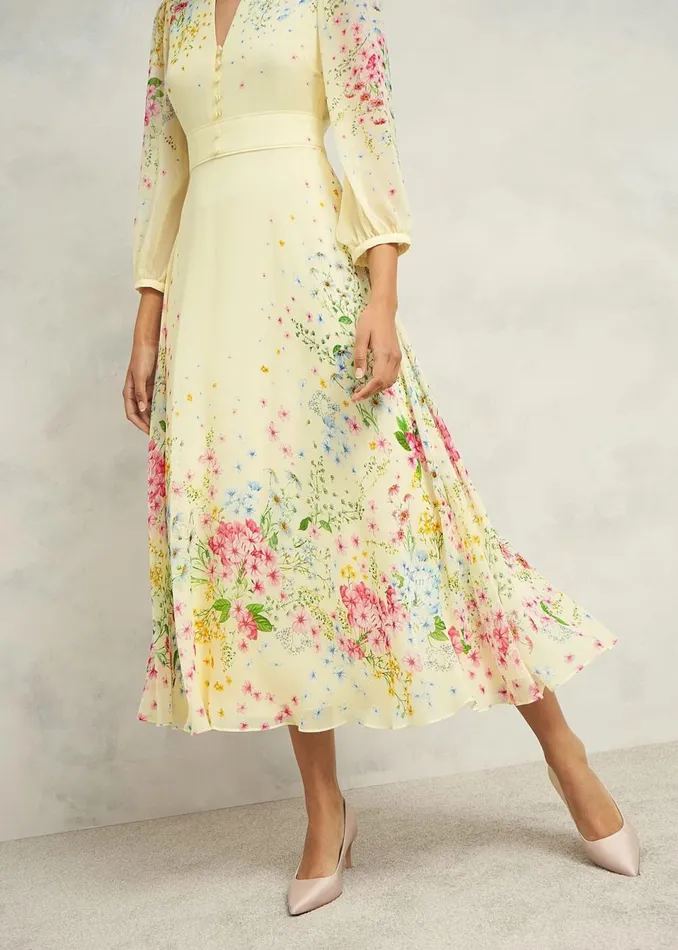 Women Dresses and Jumpsuits Hobbs Emma Silk Dress Yellow Multi