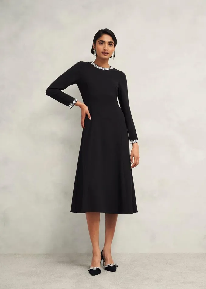 Women Dresses and Jumpsuits Hobbs Eugenie Trim Detail Dress Hobbs Black