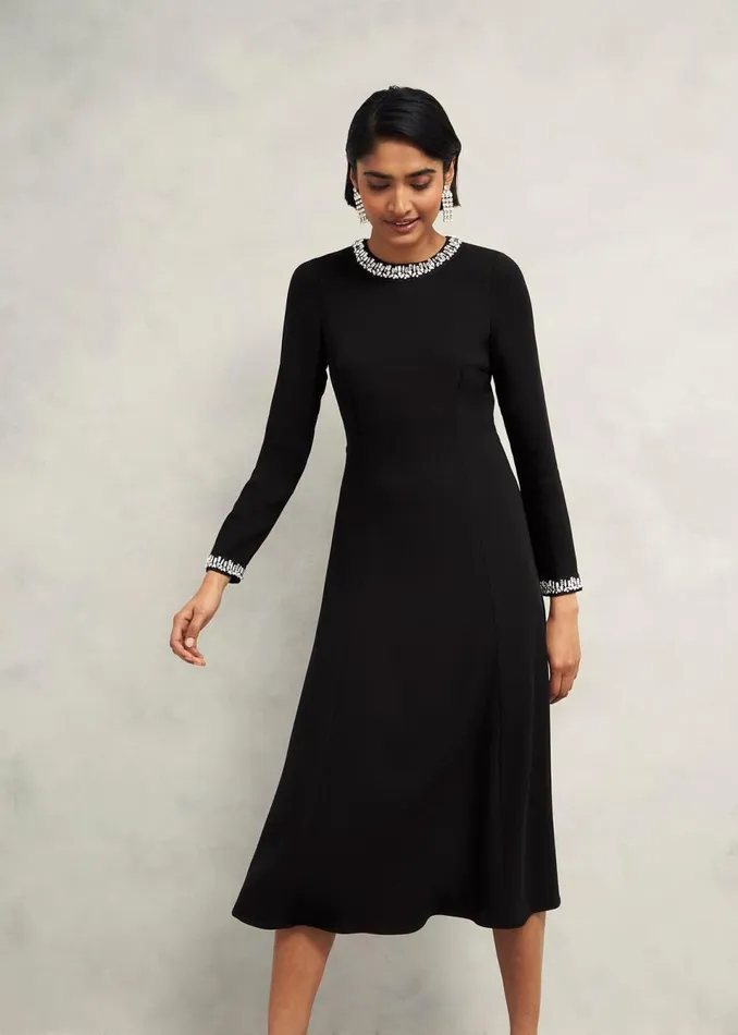 Women Dresses and Jumpsuits Hobbs Eugenie Trim Detail Dress Hobbs Black