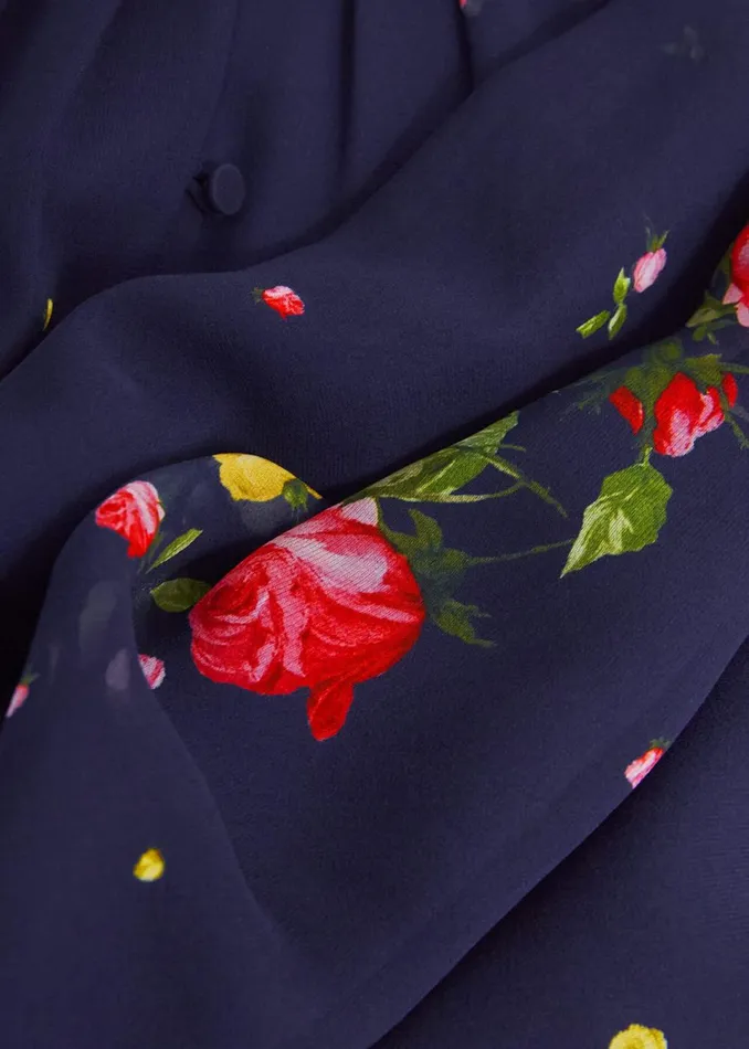 Women Dresses and Jumpsuits Hobbs Eva Floral Silk Dress Navy Multi