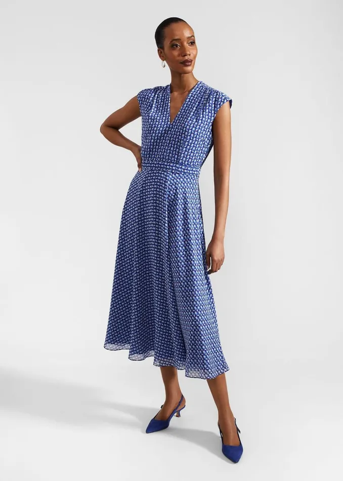 Women Dresses and Jumpsuits Hobbs Hailey Midi Dress Blue Multi