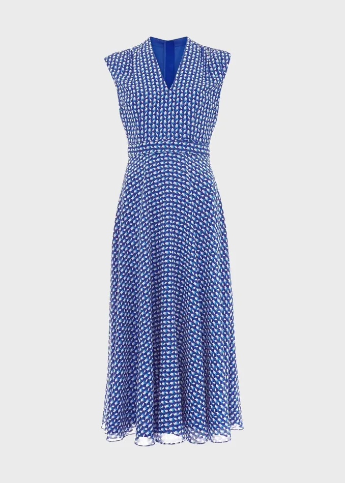 Women Dresses and Jumpsuits Hobbs Hailey Midi Dress Blue Multi