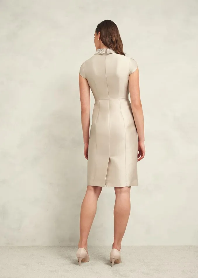 Women Dresses and Jumpsuits Hobbs Katherine Wool Silk Dress Oyster