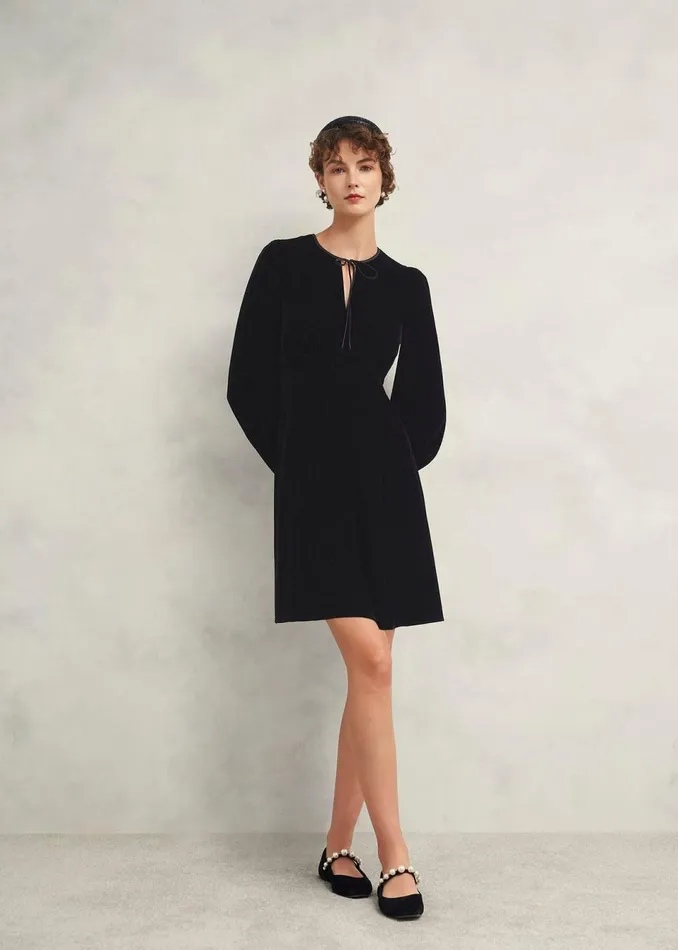 Women Dresses and Jumpsuits Hobbs Osterly Velvet Dress Black