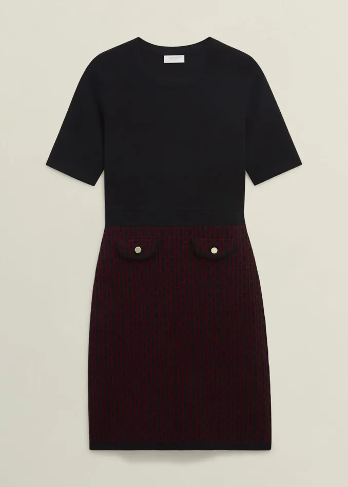Women Dresses and Jumpsuits Hobbs Perrie Knitted Dress Black Rhubarb