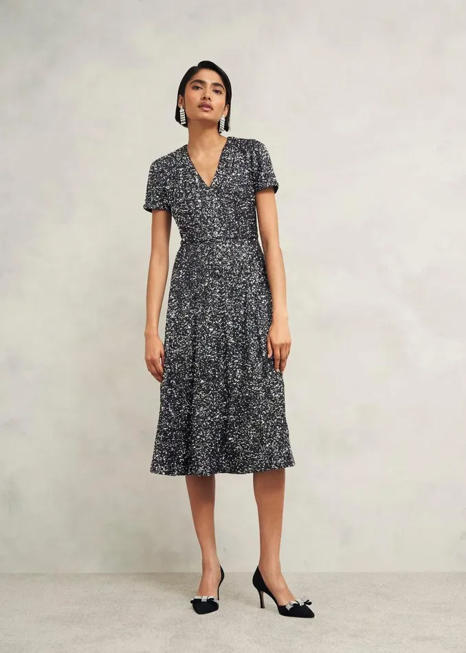 Women Dresses and Jumpsuits Hobbs Petite Tatiana Sequin Dress Black Silver