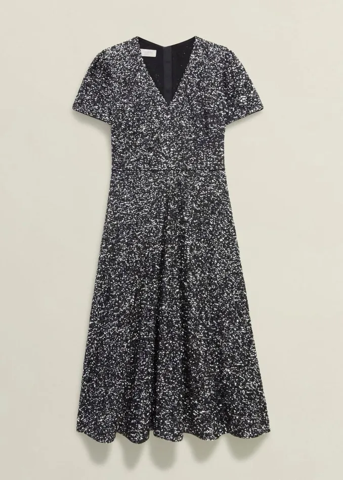 Women Dresses and Jumpsuits Hobbs Petite Tatiana Sequin Dress Black Silver