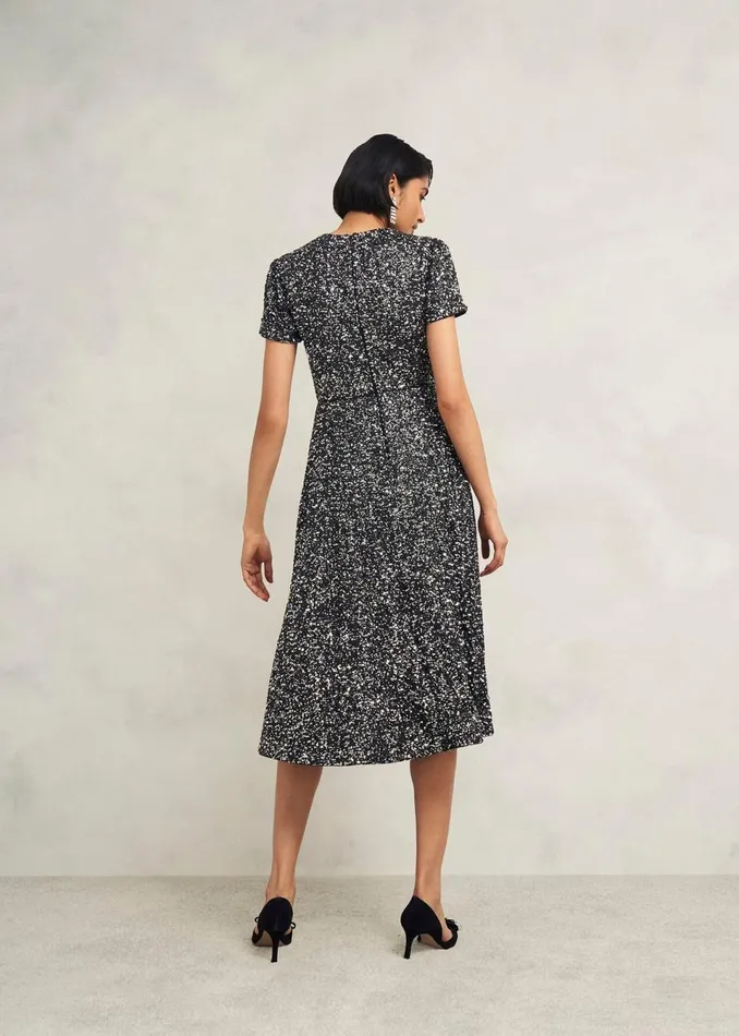 Women Dresses and Jumpsuits Hobbs Petite Tatiana Sequin Dress Black Silver