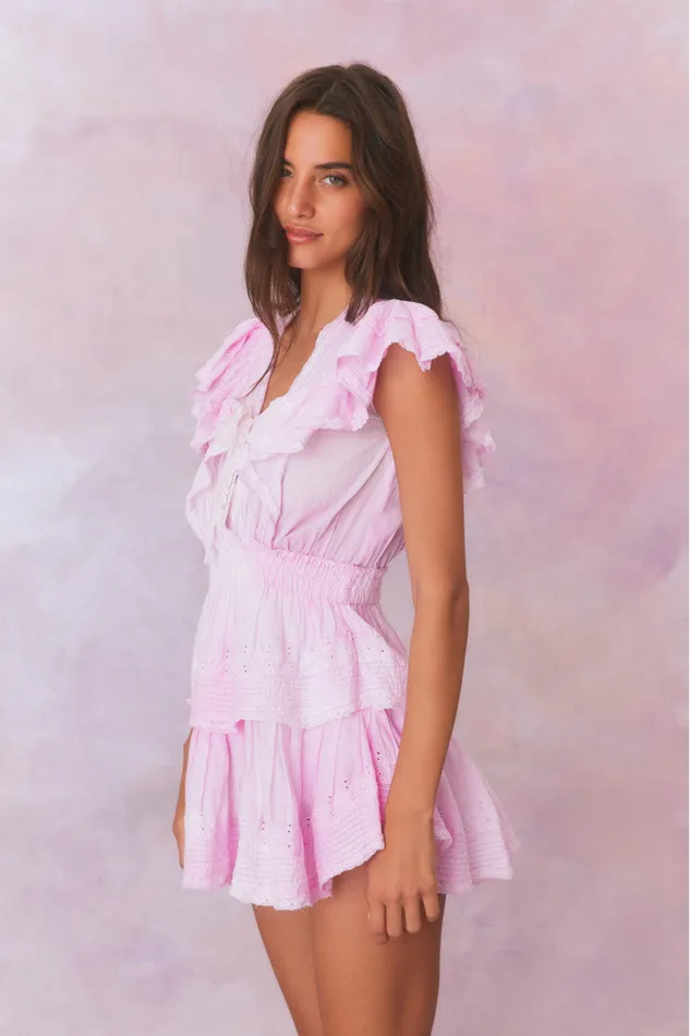 Women Dresses LoveShackFancy Gwen Hand Dyed Upcycled Mini Dress Peony Pink