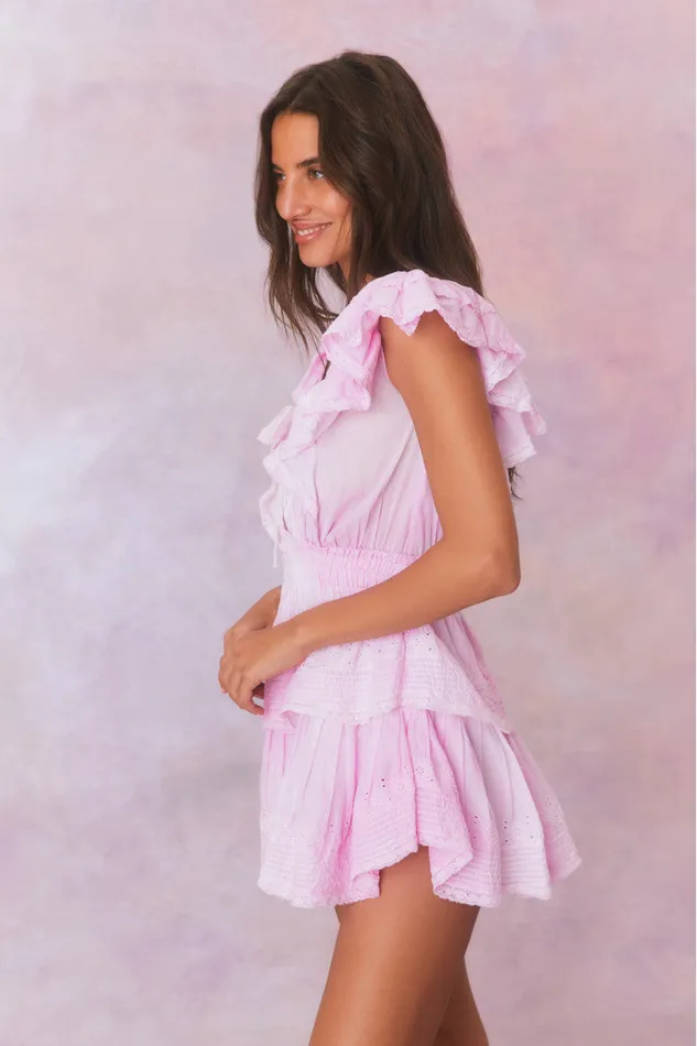 Women Dresses LoveShackFancy Gwen Hand Dyed Upcycled Mini Dress Peony Pink