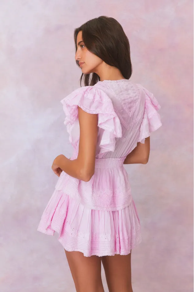 Women Dresses LoveShackFancy Gwen Hand Dyed Upcycled Mini Dress Peony Pink