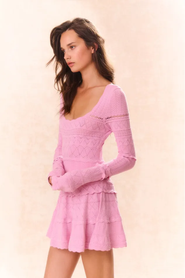 Women Dresses LoveShackFancy Lavender Pointelle Knit Mini Dress Rose Clay